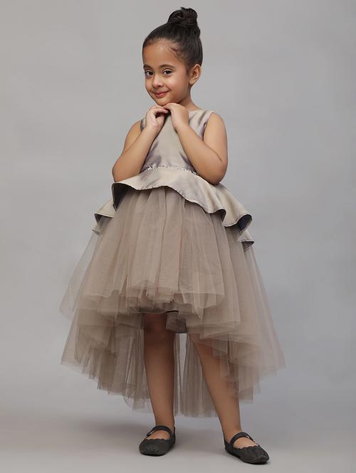girls solid sleeveless high low frock - 21709348 - Very Small Image - 1