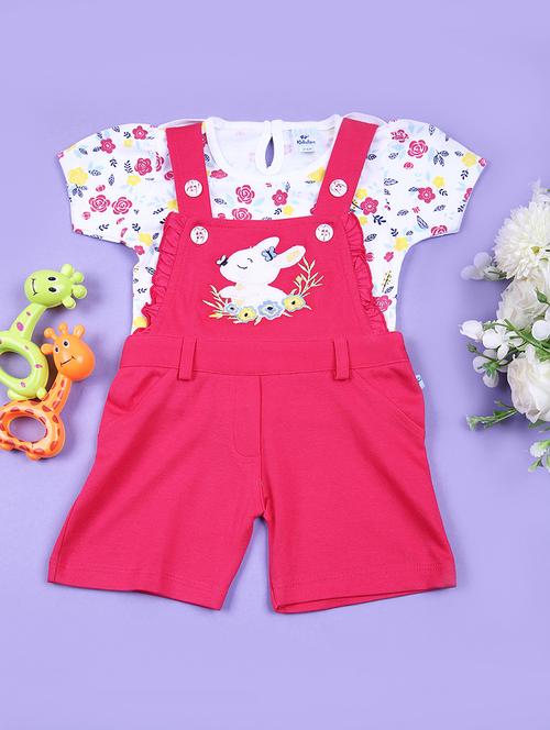 kids printed t-shirt & dungaree set - 21709598 - Very Small Image - 1