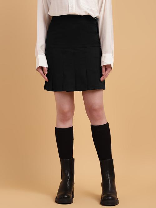 women solid high rise pleated skirt - 21709683 - Very Small Image - 1
