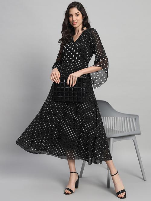 women polka doted bell sleeves a-line dress - 21709727 - Very Small Image - 1