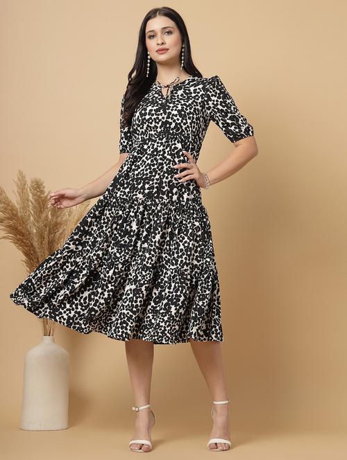 black polyester fit & flare dress - 21709960 - Very Small Image - 1