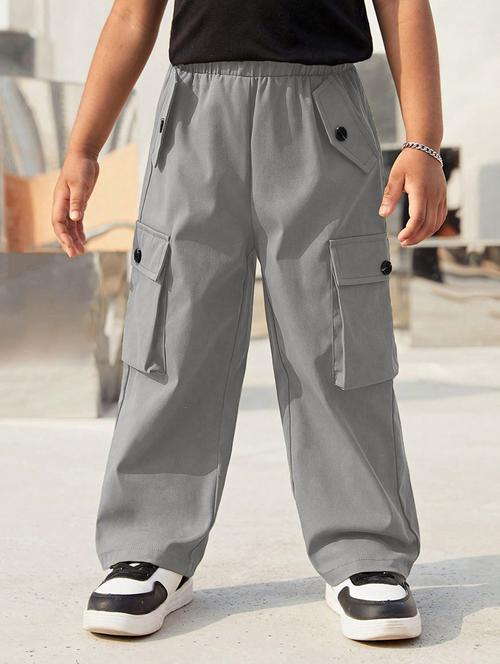 boys solid mid rise cargo - 21710501 - Very Small Image - 1