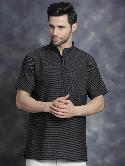 men mandarin neck striped short kurta - 21712159 - Very Small Image - 1