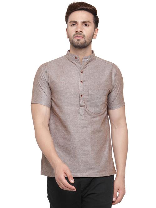 men mandarin neck solid short kurta - 21712169 - Very Small Image - 1