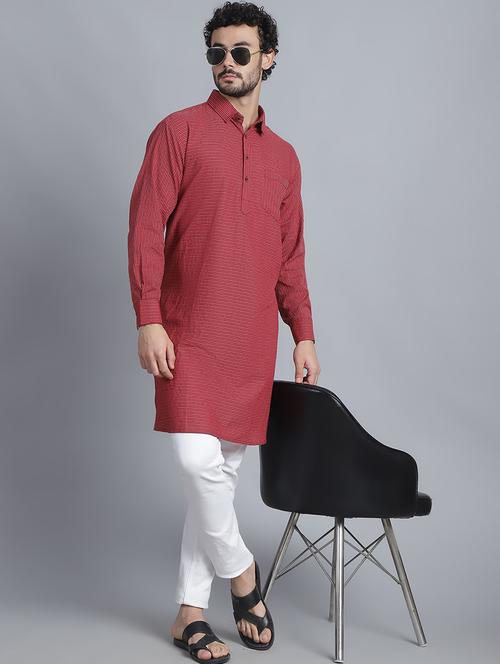men long sleeves striped pathani kurta - 21712216 - Very Small Image - 1