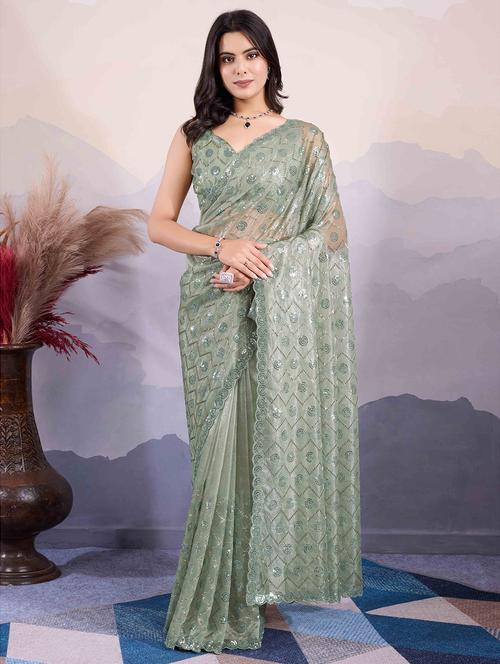 women sequin work embellished saree with blouse - 21713585 - Very Small Image - 1