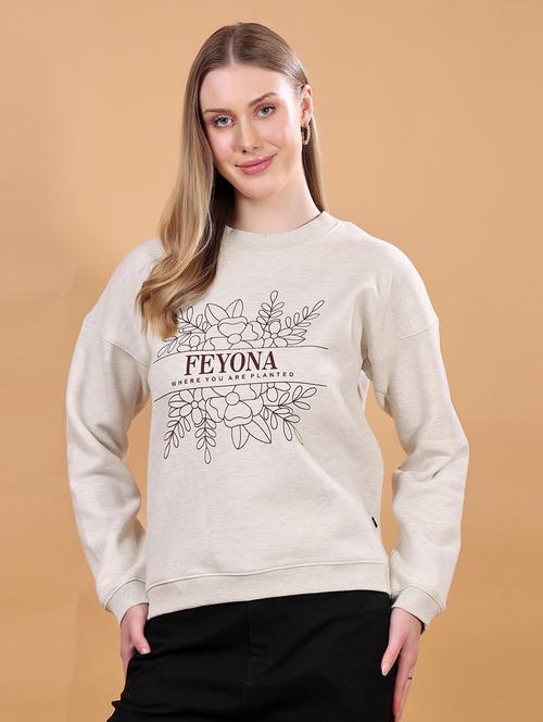women front print long sleeves sweatshirt - 21715235 - Very Small Image - 1