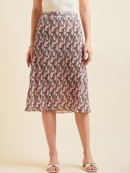 women printed high rise a-line skirt - 21716046 - Very Small Image - 1