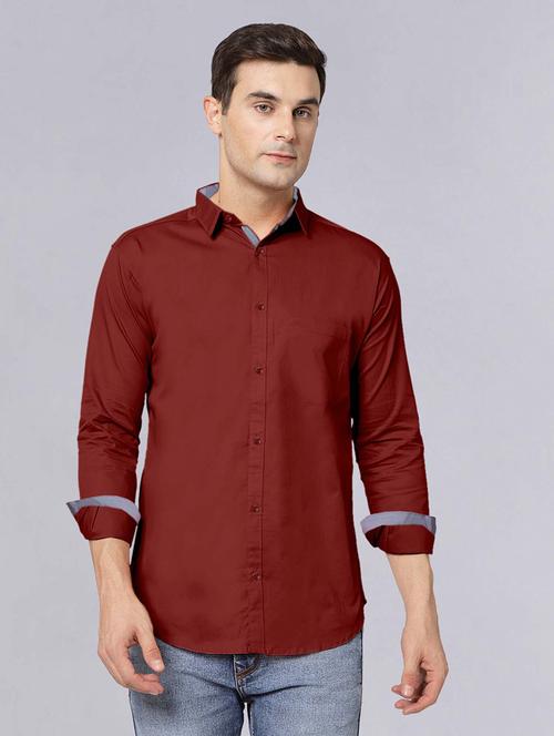 men long sleeves solid casual shirt - 21716604 - Very Small Image - 1