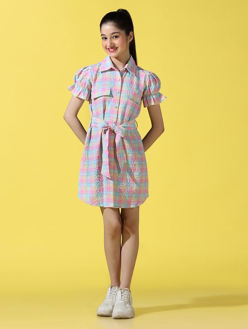 girls printed puff sleeves shirt dress - 21718666 - Very Small Image - 1