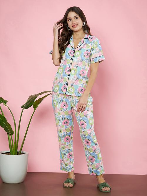 women printed nightwear pyjama set - 21720958 - Very Small Image - 1