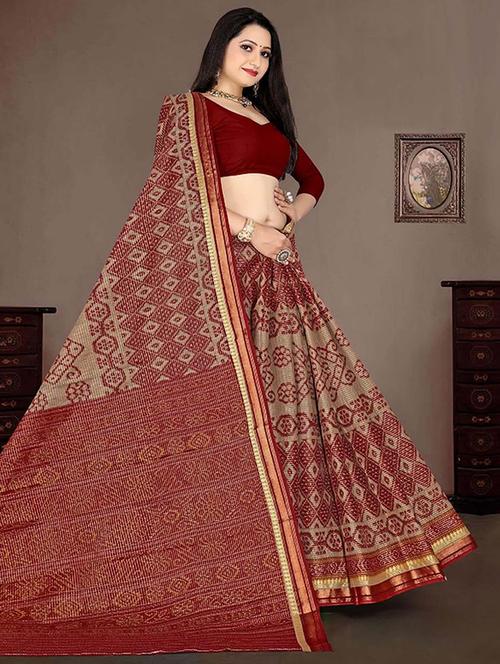 women printed casual wear saree with blouse - 21723048 - Very Small Image - 1