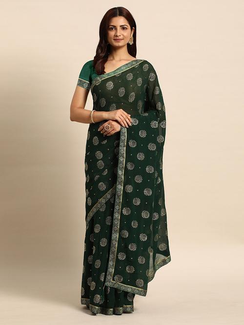 women green bordered saree with blouse - 21723280 - Very Small Image - 1