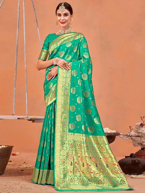 women self design paithani saree with blouse - 21723458 - Very Small Image - 1