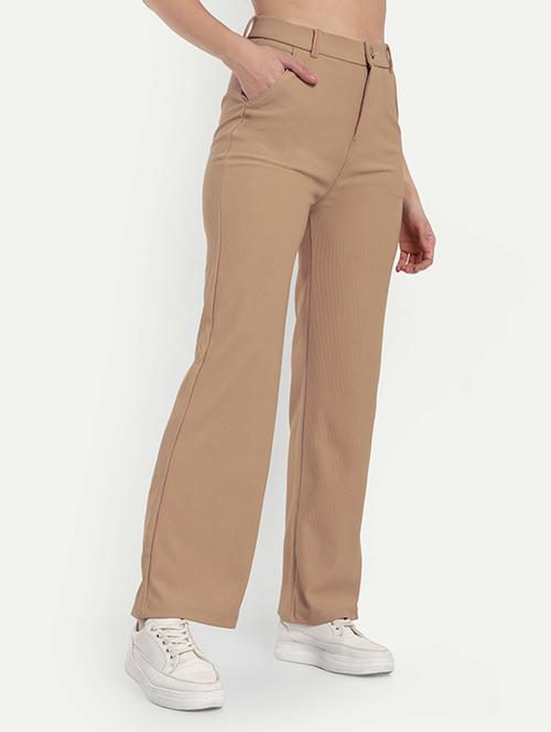 women solid high rise straight trouser - 21726788 - Very Small Image - 1