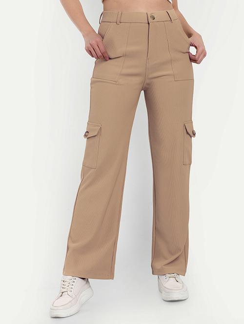 women solid high rise cargo - 21726803 - Very Small Image - 1