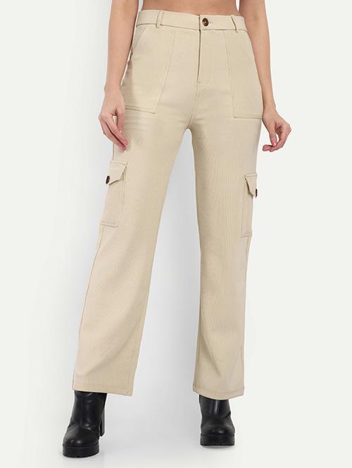 women solid high rise cargo - 21727465 - Very Small Image - 1