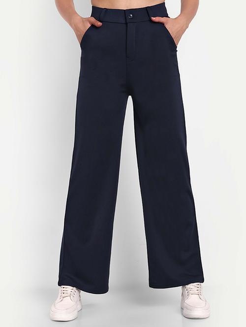 women solid high rise straight trouser - 21727517 - Very Small Image - 1
