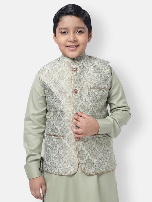 boys self design sleeeveless nehru jacket - 21728758 - Very Small Image - 1