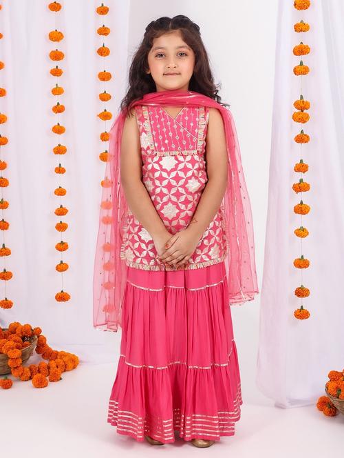girls pink self design lehenga choli with dupatta - 21729405 - Very Small Image - 1