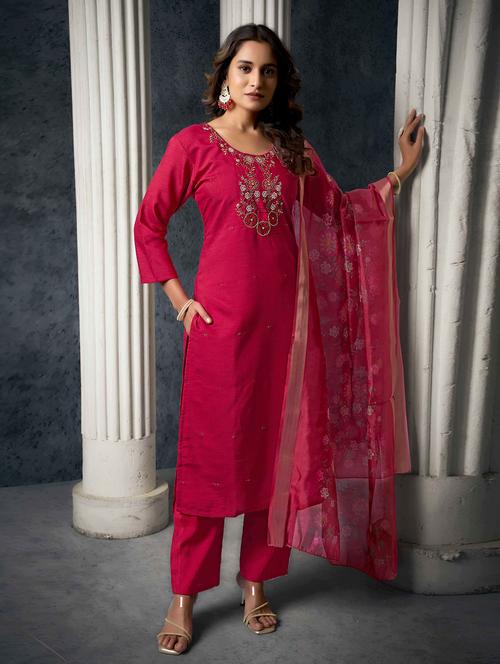 women embroidered kurta pant set with dupatta - 21729637 - Very Small Image - 1