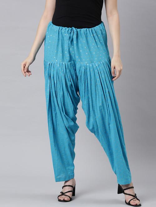 women blue printed mid rise salwar - 21729841 - Very Small Image - 1
