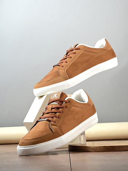 men solid tan lace up sneaker - 21730697 - Very Small Image - 1