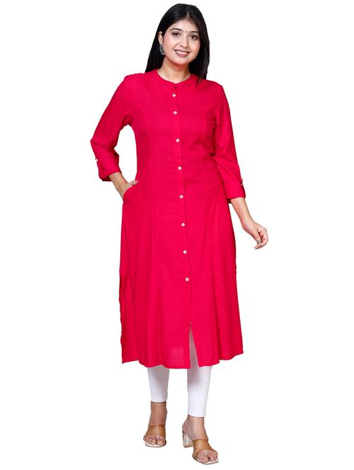 women solid three quarter sleeve a-line kurta - 21732771 - Very Small Image - 1