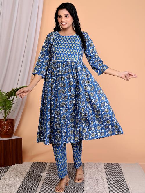 women three qurter sleeve kurta pant set - 21732825 - Very Small Image - 1