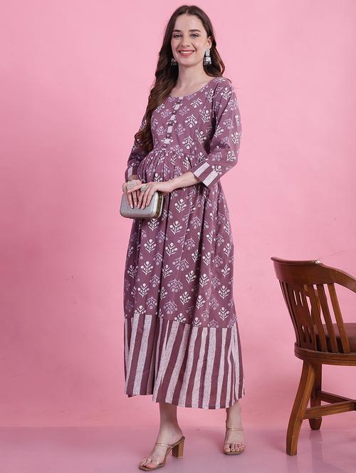 women floral printed round neck maternity wear - 21737526 - Very Small Image - 1