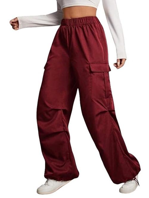 women solid mid rise parachute pants - 21739330 - Very Small Image - 1