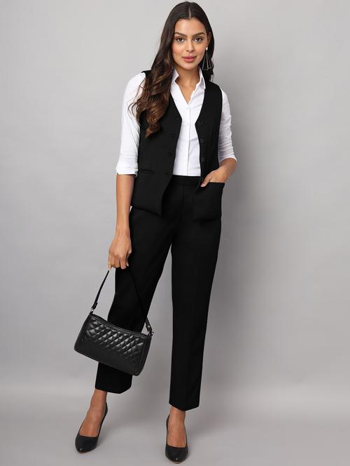 women solid vest top and trouser co-ord set - 21740846 - Very Small Image - 1