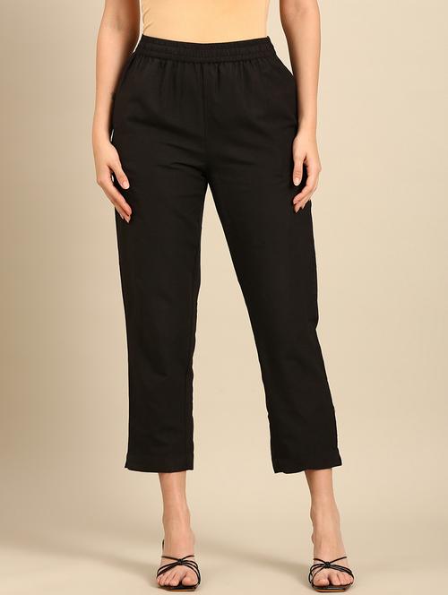 women solid mid rise cigarette pants - 21742163 - Very Small Image - 1