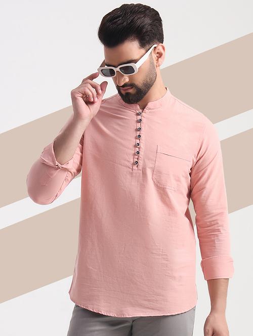 men mandarin neck solid short kurta - 21742721 - Very Small Image - 1