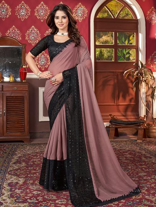 women embroidered bordered saree with blouse - 21743652 - Very Small Image - 1