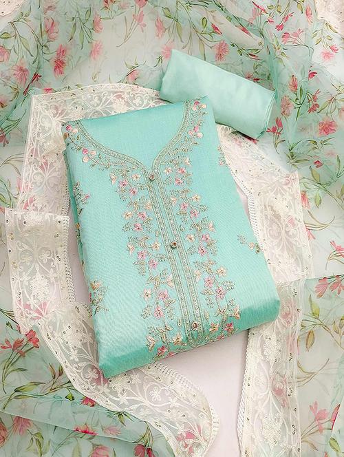 embroidered unstitched suit set with dupatta - 21744060 - Very Small Image - 1