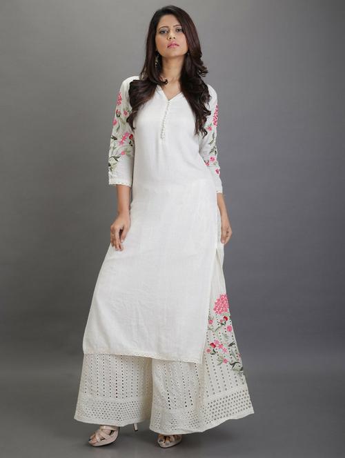 women embroidered kurta and palazzo set - 21745438 - Very Small Image - 1