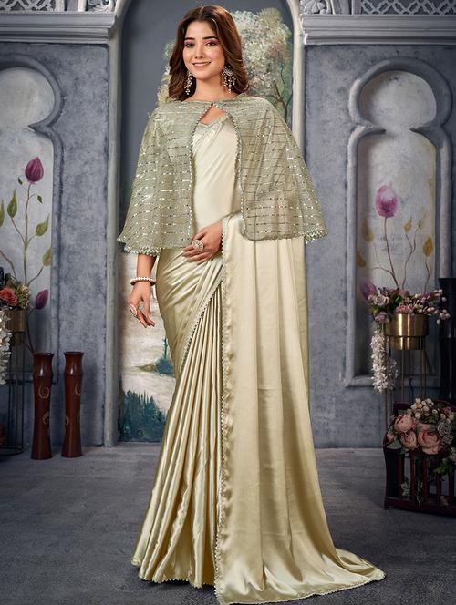 women solid party wear saree with jacket with blouse - 21746144 - Very Small Image - 1