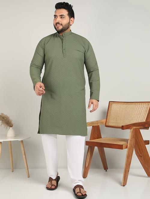 men mandarin neck embroidered long kurta - 21747451 - Very Small Image - 1