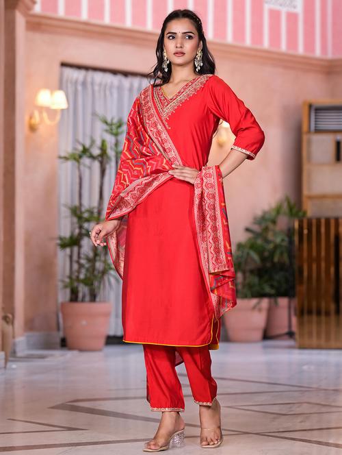 women embroidered kurta pant set with dupatta - 21747800 - Very Small Image - 1