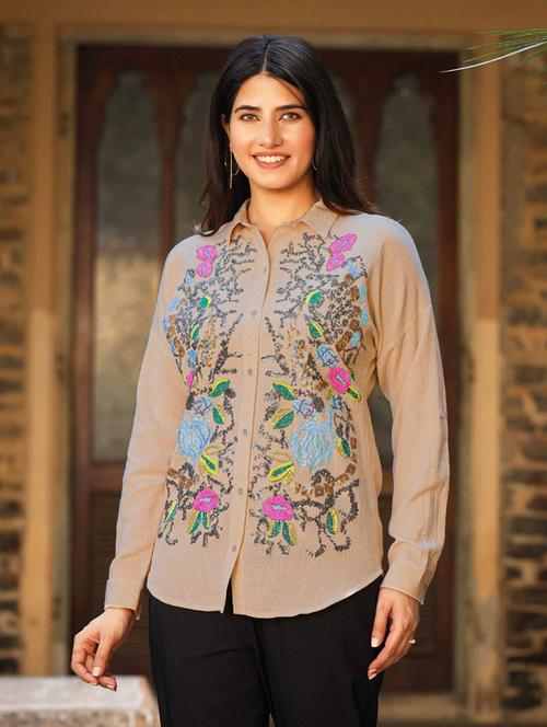 women embroidered long sleeve shirt - 21747813 - Very Small Image - 1