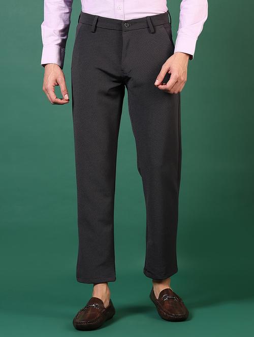 men mid rise solid flat front casual trouser - 21749688 - Very Small Image - 1