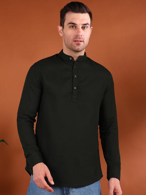 men solid mandarin neck short kurta - 21750746 - Very Small Image - 1