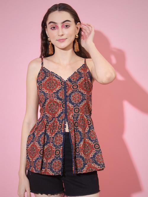 women printed sweetheart neck top - 21750969 - Very Small Image - 1