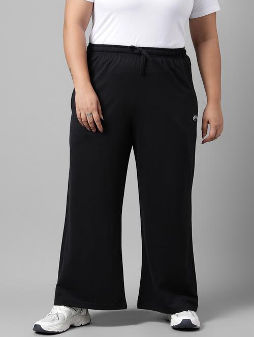 women plus size solid mid rise track pant - 21762236 - Very Small Image - 1