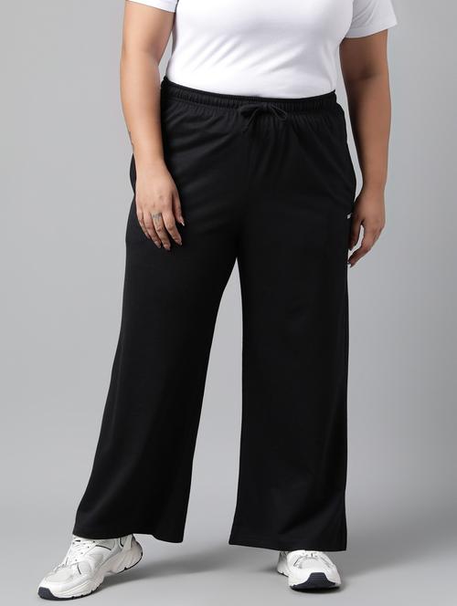 women plus size solid mid rise track pant - 21762238 - Very Small Image - 1