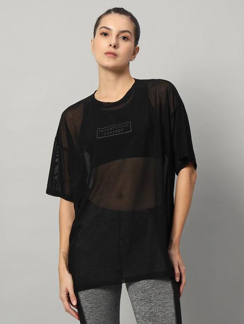 women typography printed relaxed fit dri-fit t-shirt - 21763159 - Very Small Image - 1