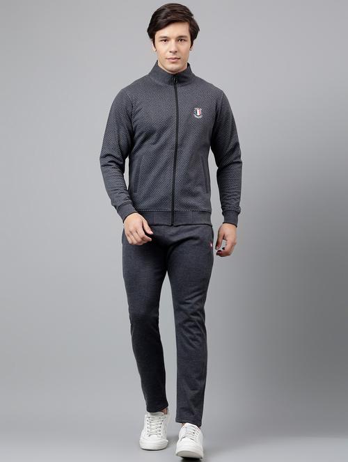 men printed stand collar full length track suit - 21765039 - Very Small Image - 1