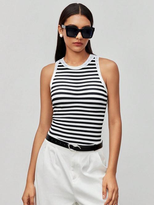 women striped sleeveless tank top - 21765326 - Very Small Image - 1