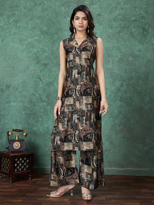 women printed sleeveless kurta palazzo set - 21766904 - Very Small Image - 1